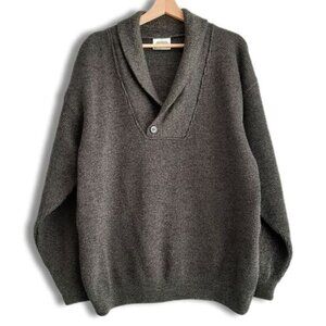AKLANDA Australian 100% Wool Knit Shawl Collar Sweater Marled Mens Sz XL